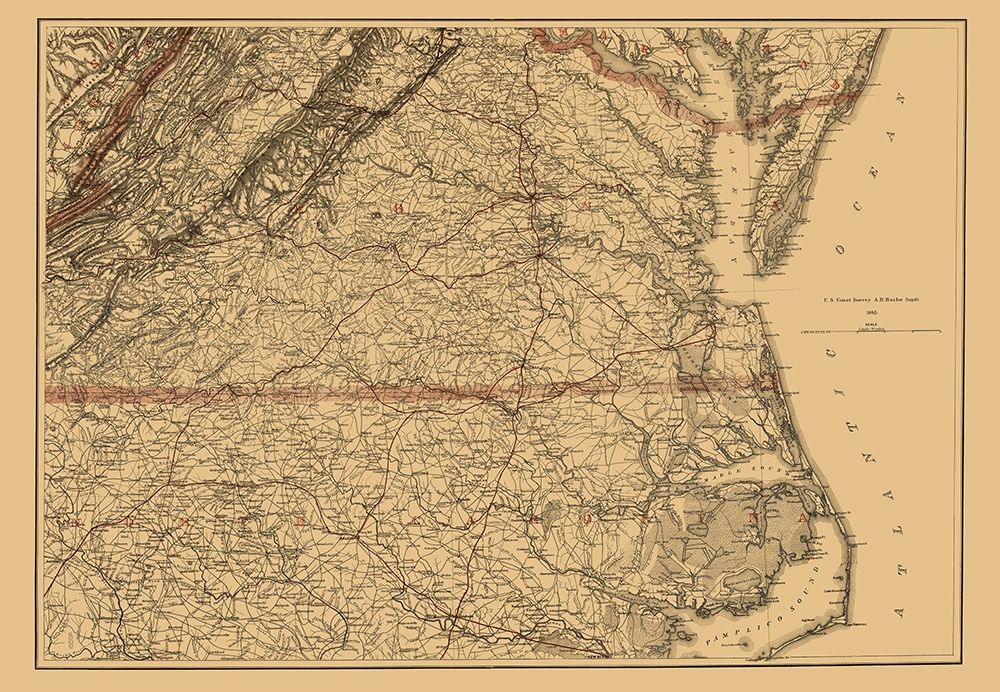 Virginia Southern and Northern North Carolina 1865 art print by USCS for $57.95 CAD