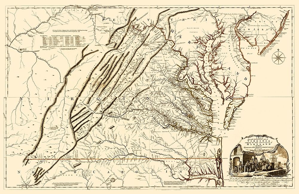 Virginia, Maryland - Jefferys 1751 art print by Jefferys for $57.95 CAD