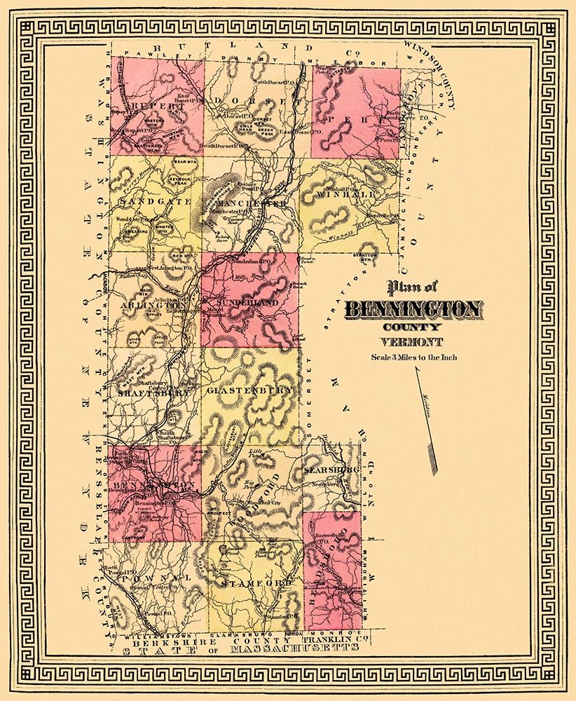 Bennington Vermont - Beers 1876 art print by Beers for $57.95 CAD