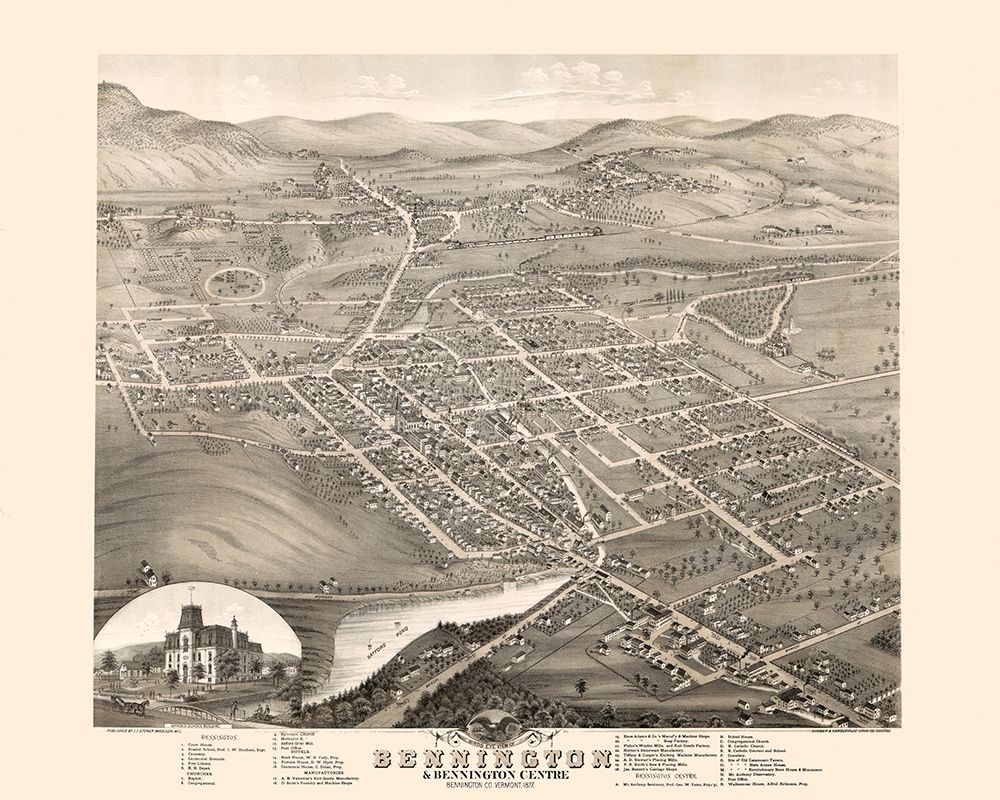 Bennington Vermont - Stoner 1877 art print by Stoner for $57.95 CAD