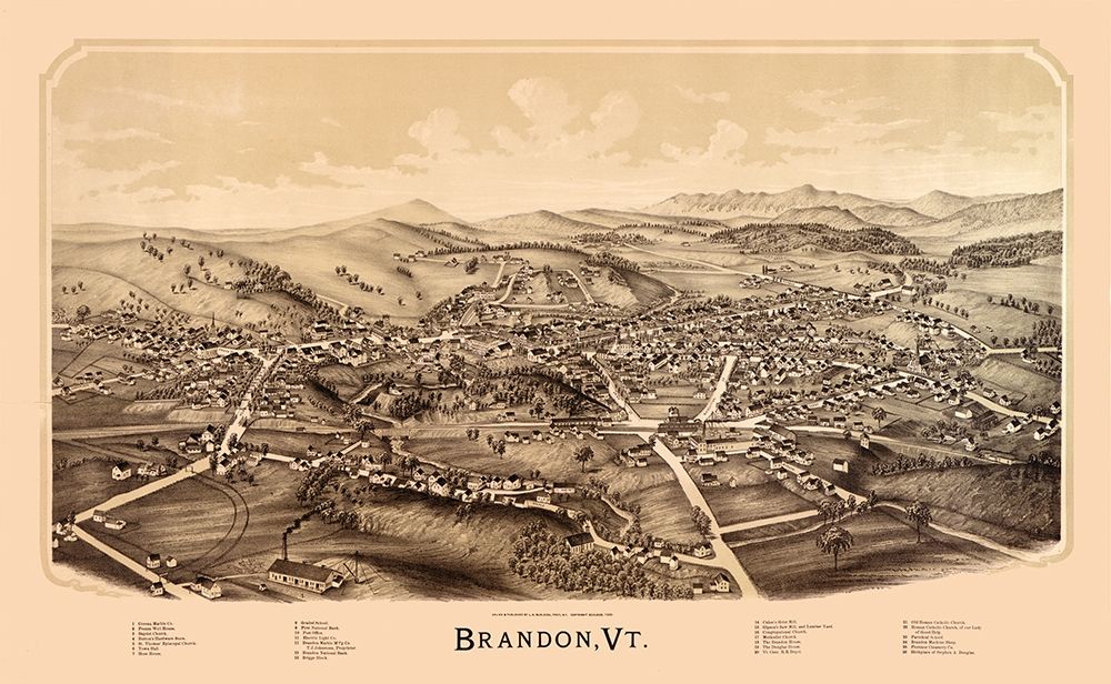 Brandon Vermont - Burleigh 1890 art print by Burleigh for $57.95 CAD