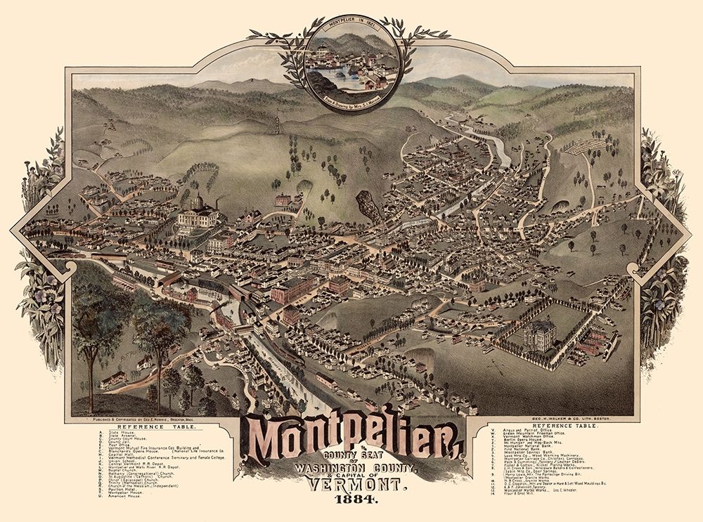 Montpelier Vermont - Norris 1884 art print by Norris for $57.95 CAD