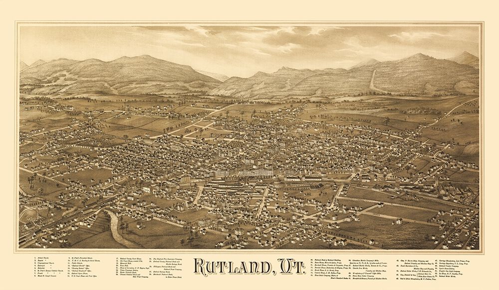 Rutland Vermont - Burleigh 1885 art print by Burleigh for $57.95 CAD