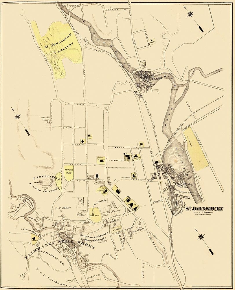 St. Johnsbury Vermont Landowner - Beers 1876 art print by Beers for $57.95 CAD