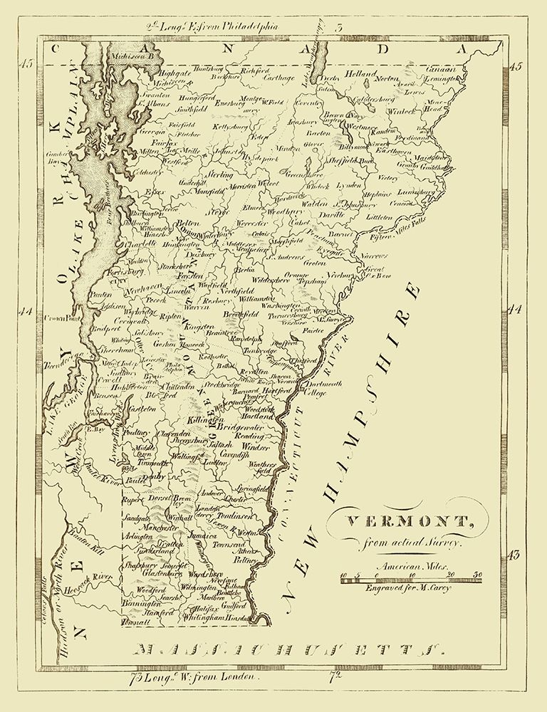 Vermont - Carey 1796 art print by Carey for $57.95 CAD