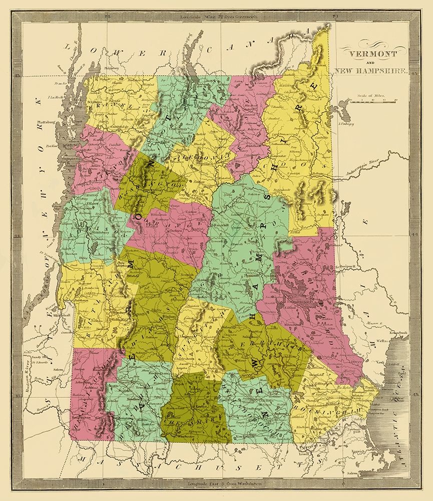 Vermont, New Hampshire - Greenleaf 1840 art print by Greenleaf for $57.95 CAD