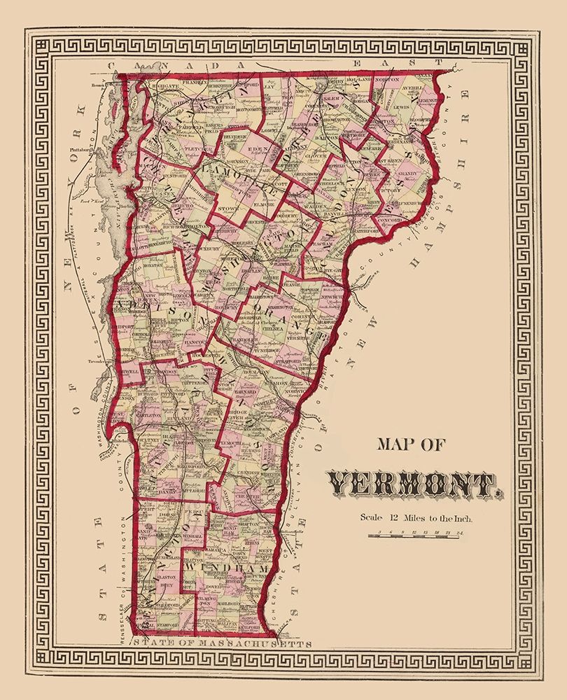 Vermont - Burgett 1876 art print by Burgett for $57.95 CAD