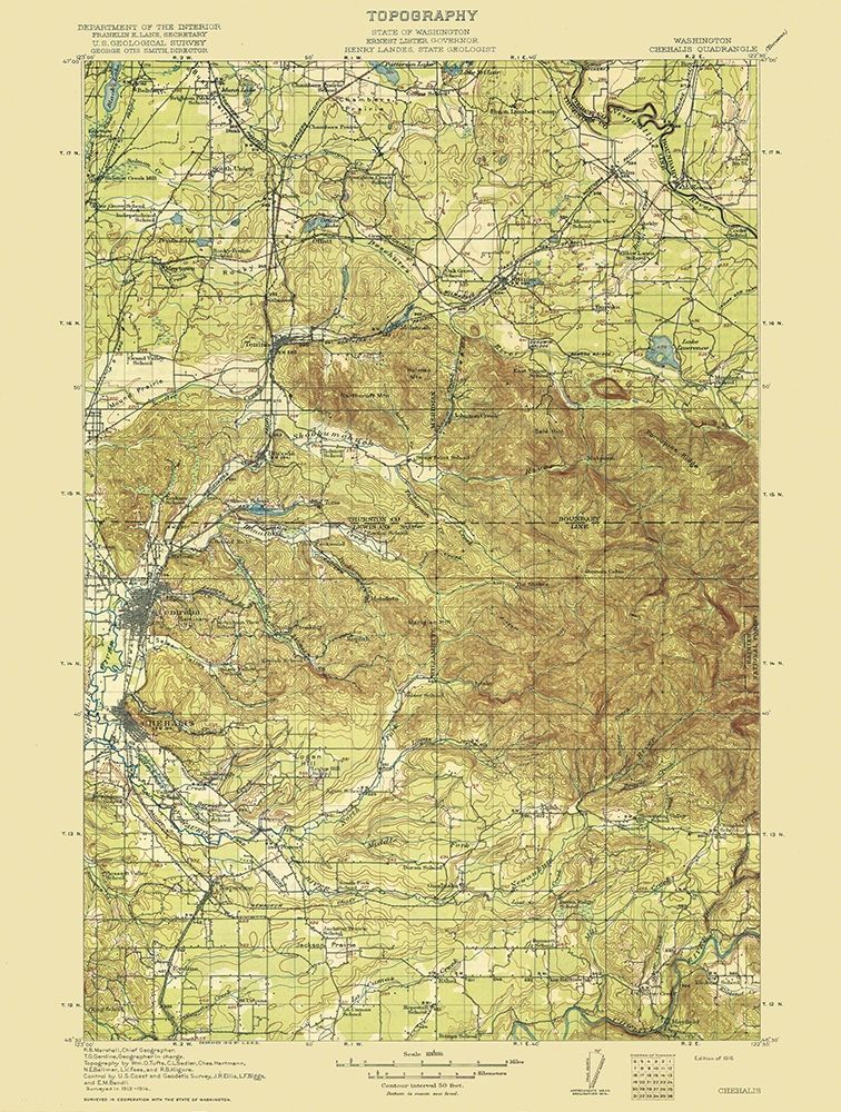 Chehalis Washington Quad - USGS 1916 art print by USGS for $57.95 CAD