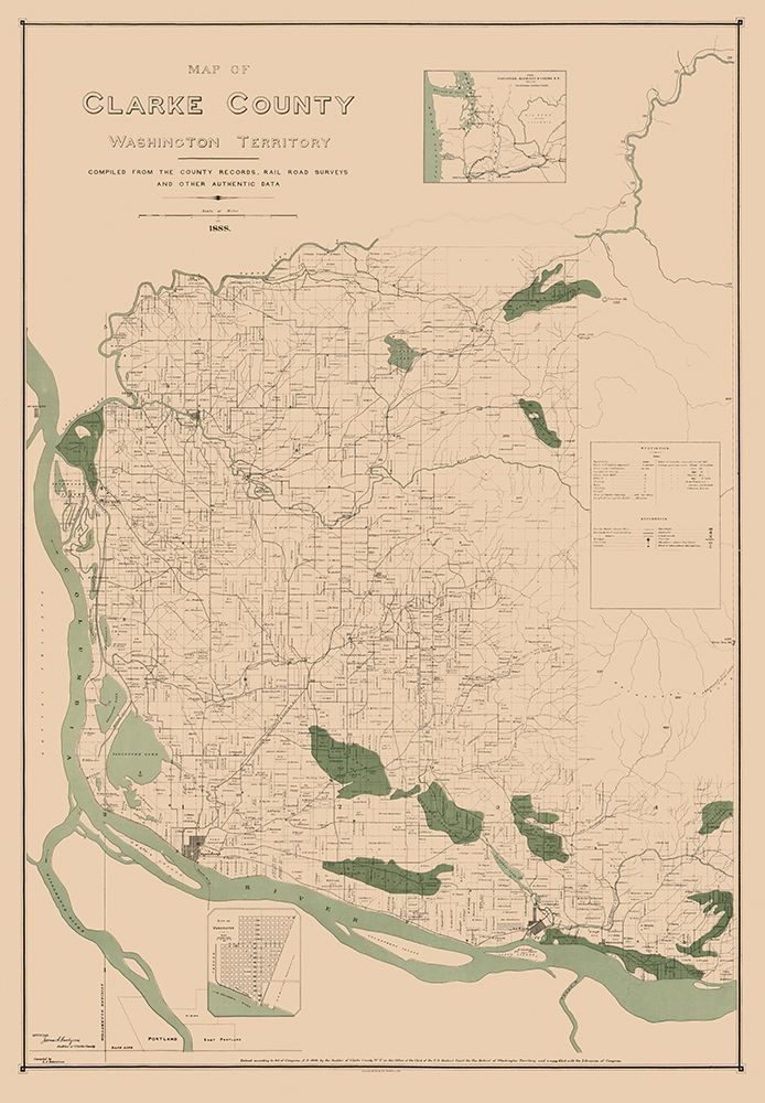 Clarke County Washington - Habersham 1888 art print by Habersham for $57.95 CAD