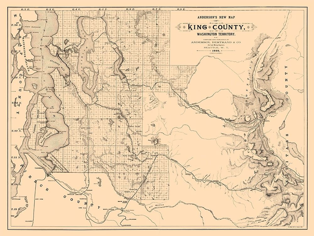 King County Washington - Anderson 1888 art print by Anderson for $57.95 CAD