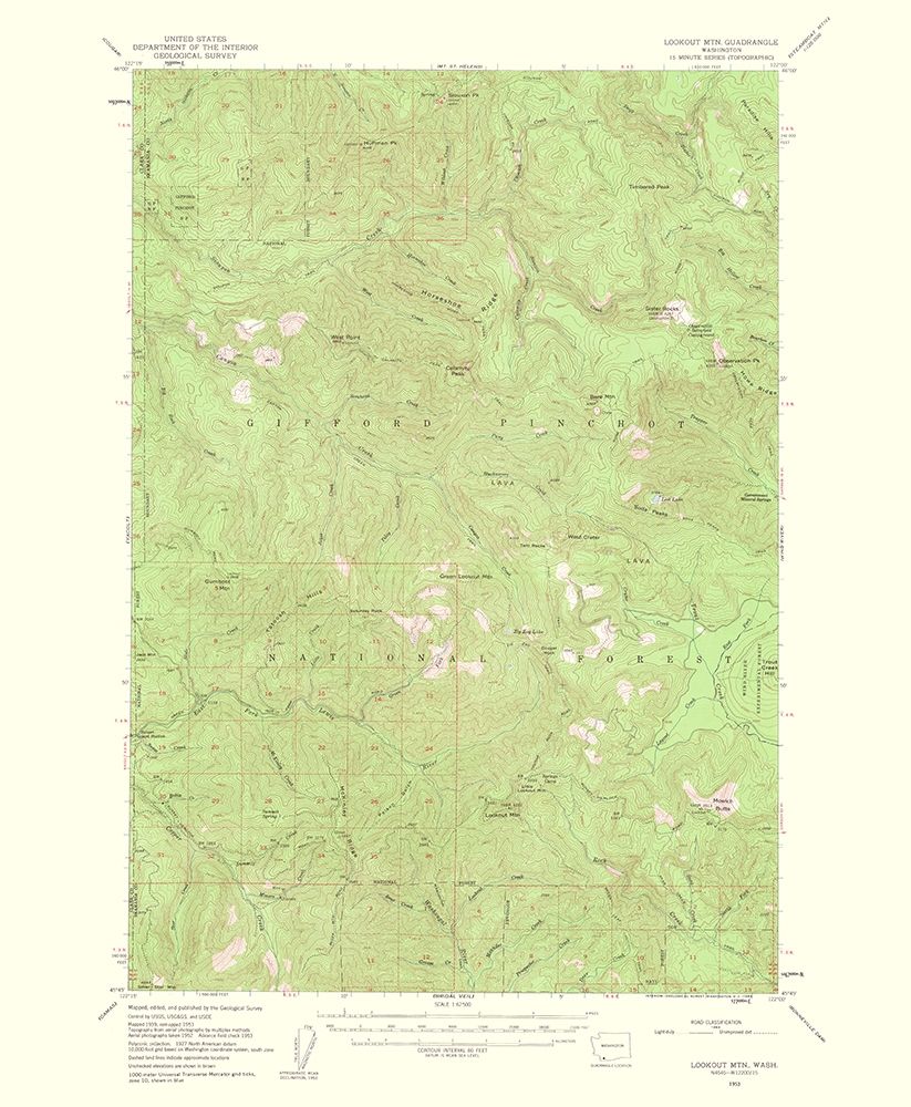 Lookout Mountain Washington Quad - USGS 1963 art print by USGS for $57.95 CAD