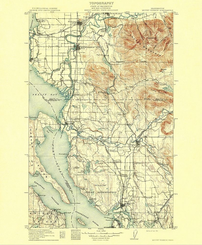 Mt Vernon Washington Quad - USGS 1911 art print by USGS for $57.95 CAD