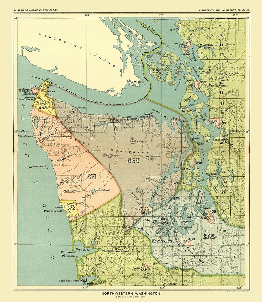 Northwestern Washington - Hoen 1896 art print by Hoen for $57.95 CAD