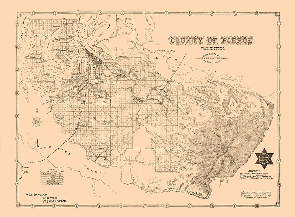 Pierce County Washington - Plummer 1890 art print by Plummer for $57.95 CAD