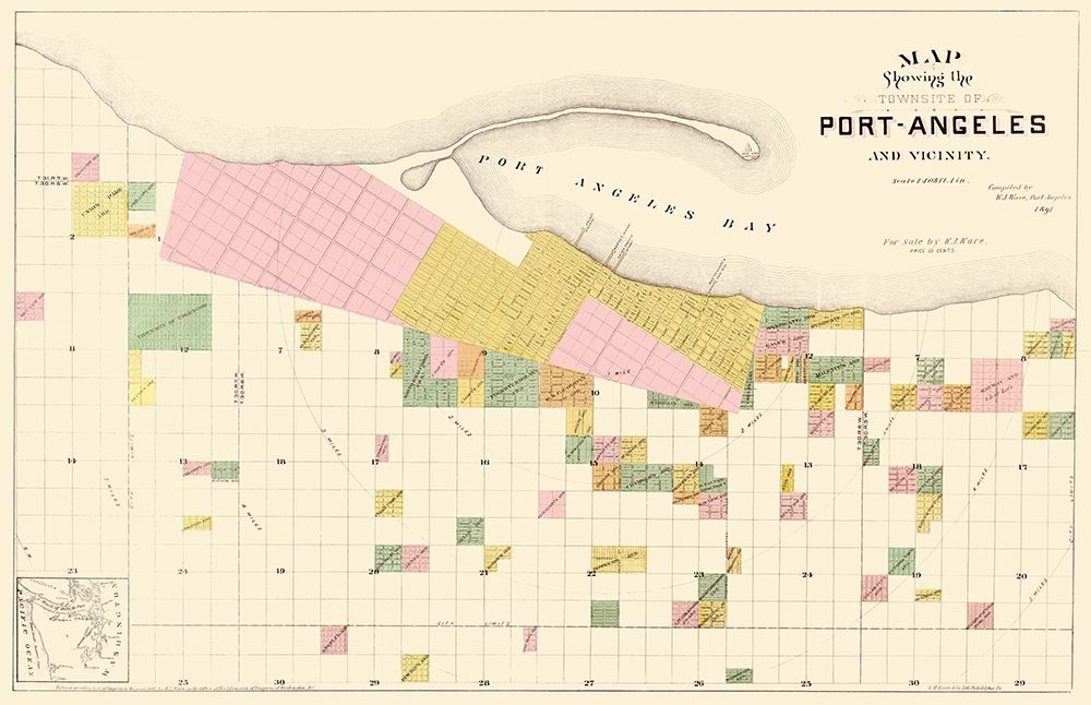 Port Angeles Washington - Ware 1891 art print by Ware for $57.95 CAD