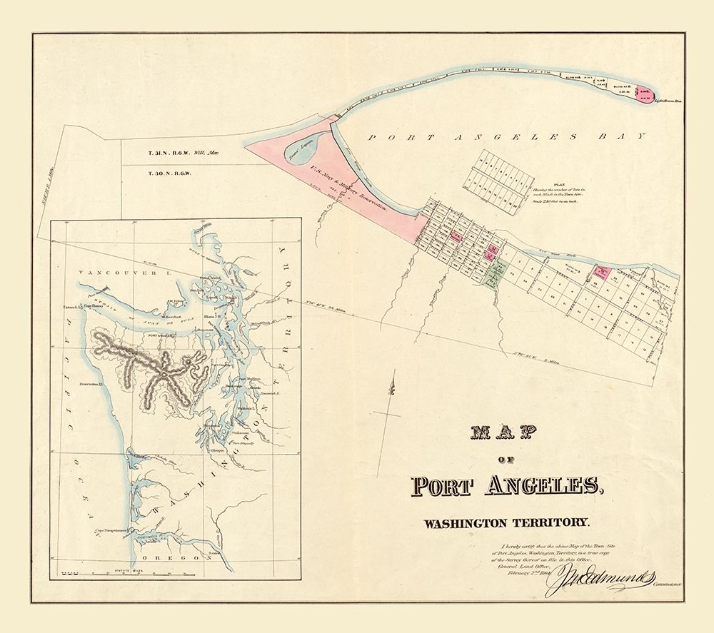 Port Angeles Washington - Edmunds 1864 art print by Edmunds for $57.95 CAD