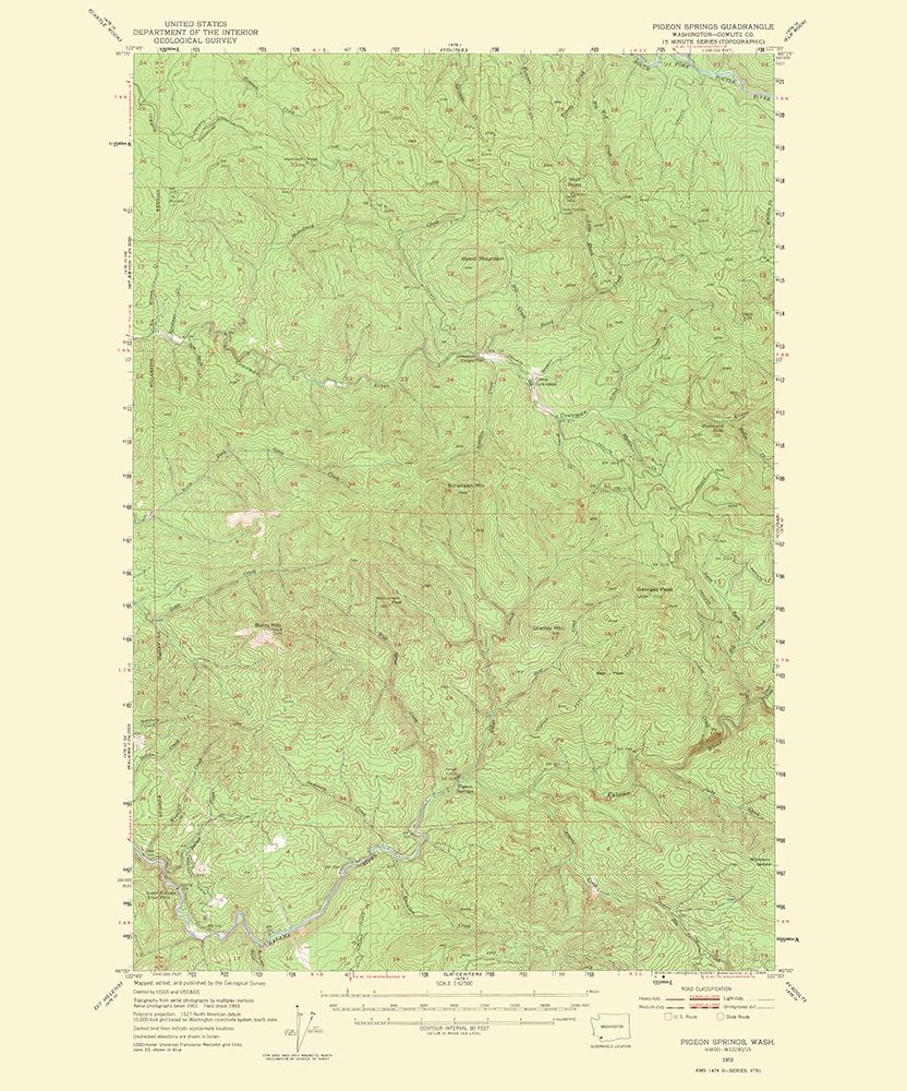 Pigeon Springs Washington Quad - USGS 1965 art print by USGS for $57.95 CAD