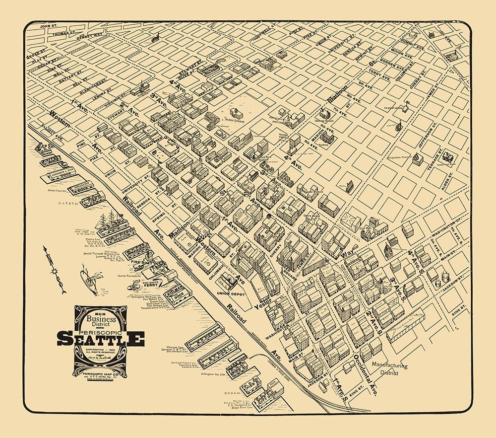 Business District Seattle Washington - Tulloch art print by Tulloch for $57.95 CAD