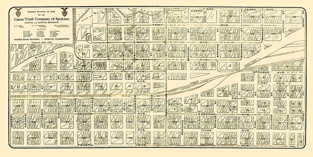 Spokane Washington Landowner - Davis 1908 art print by Davis for $57.95 CAD