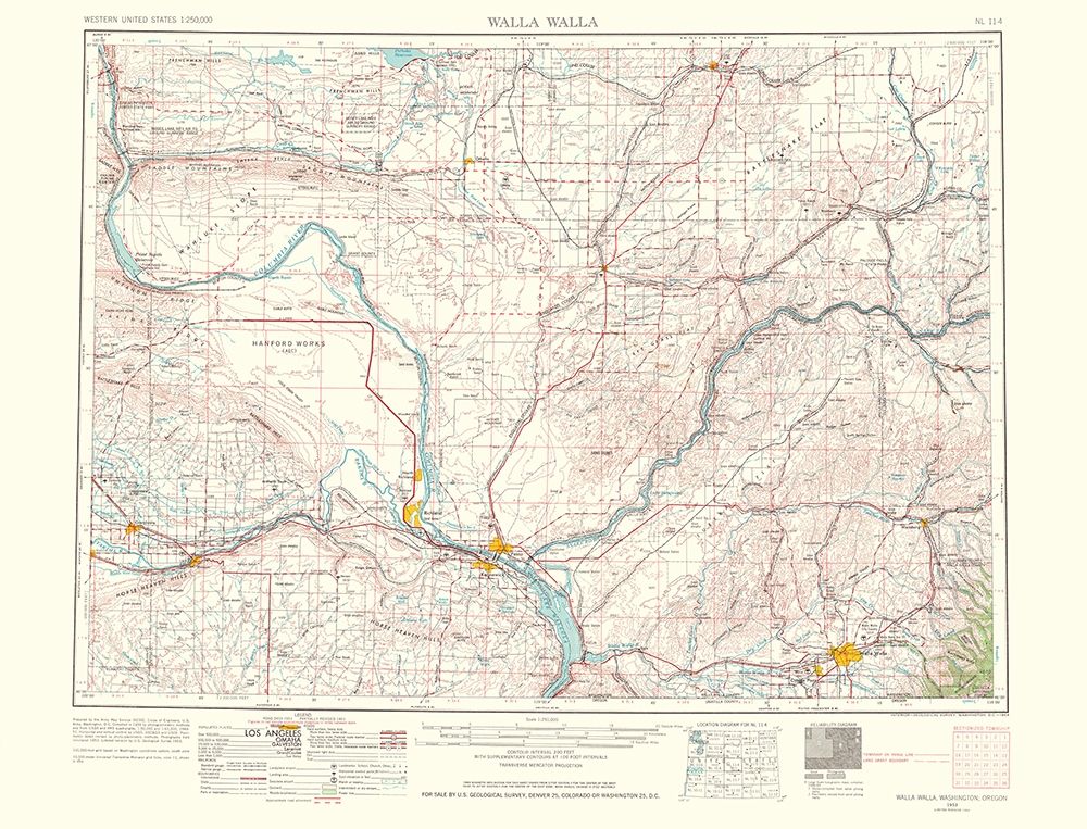Walla Walla Washington Quad - USGS 1964 art print by USGS for $57.95 CAD