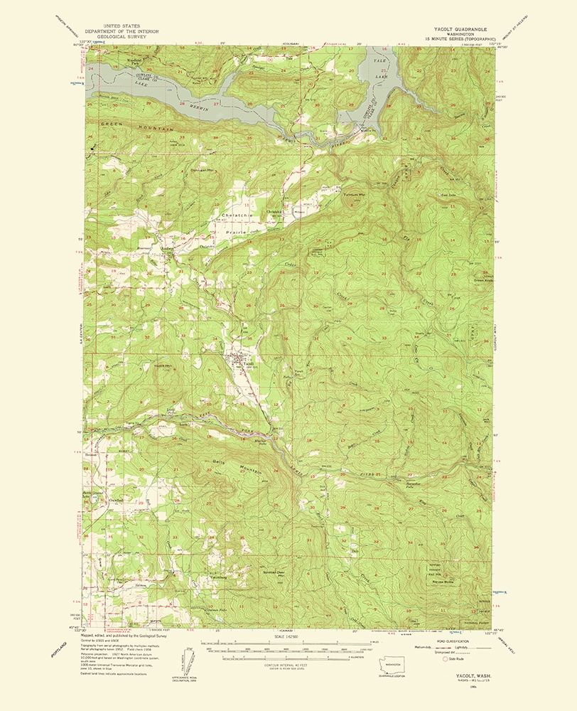 Yacolt Washington Quad - USGS 1961 art print by USGS for $57.95 CAD
