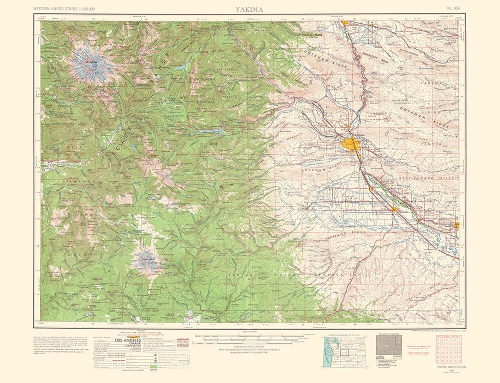Yakima Washington Quad - USGS 1958 art print by USGS for $57.95 CAD