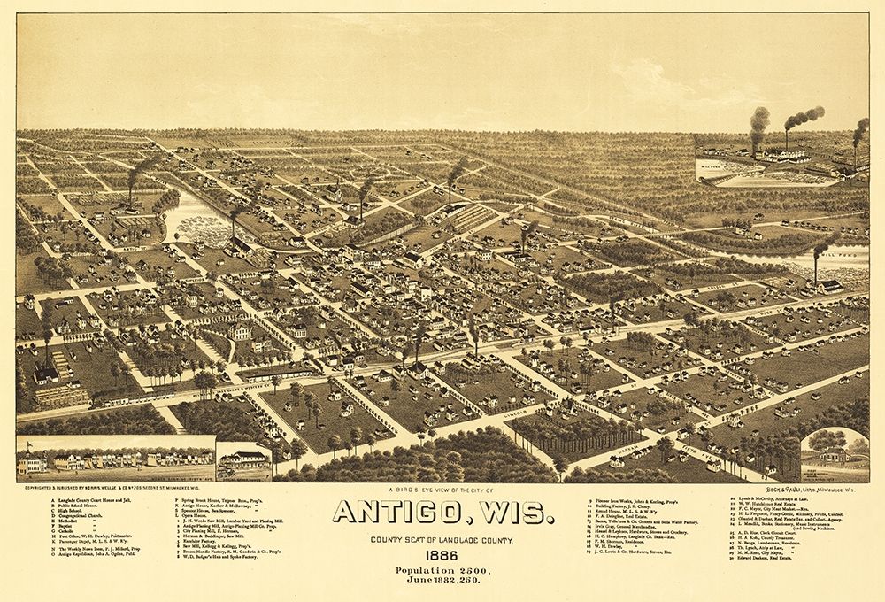 Antigo Wisconsin - Norris 1886 art print by Norris for $57.95 CAD