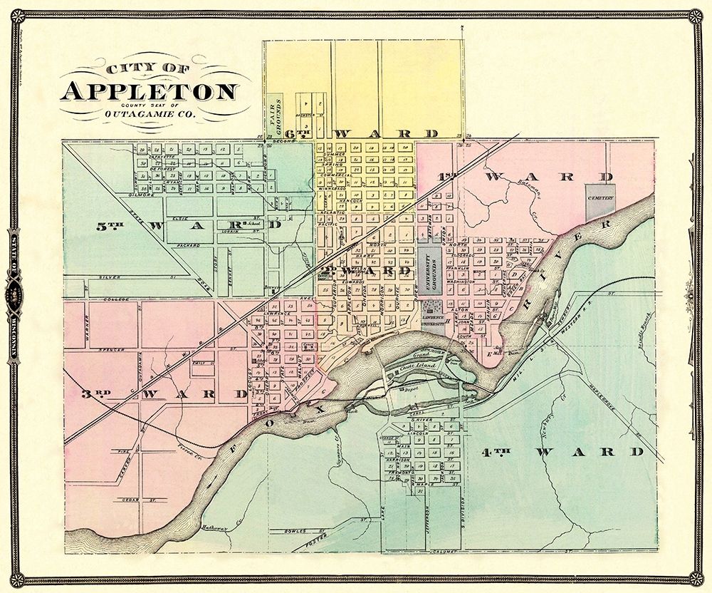 Appleton Wisconsin - Snyder 1878 art print by Snyder for $57.95 CAD