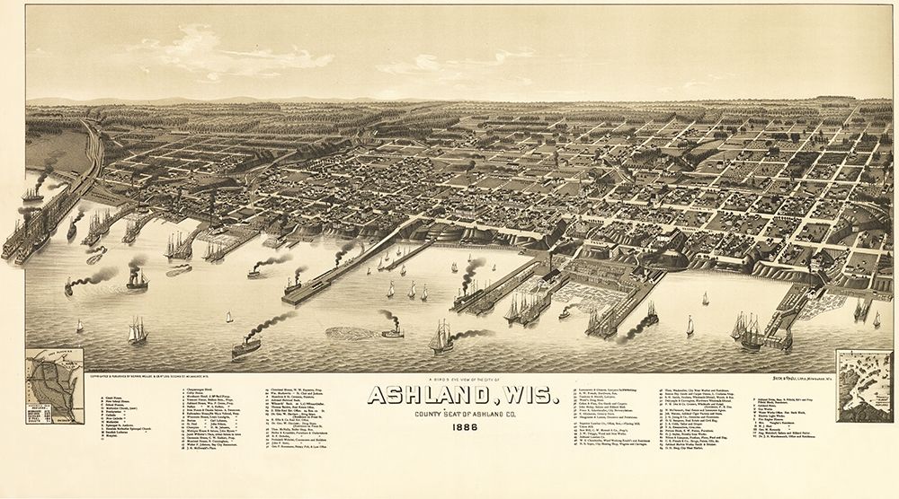 Ashland Wisconsin - Norris 1886 art print by Norris for $57.95 CAD