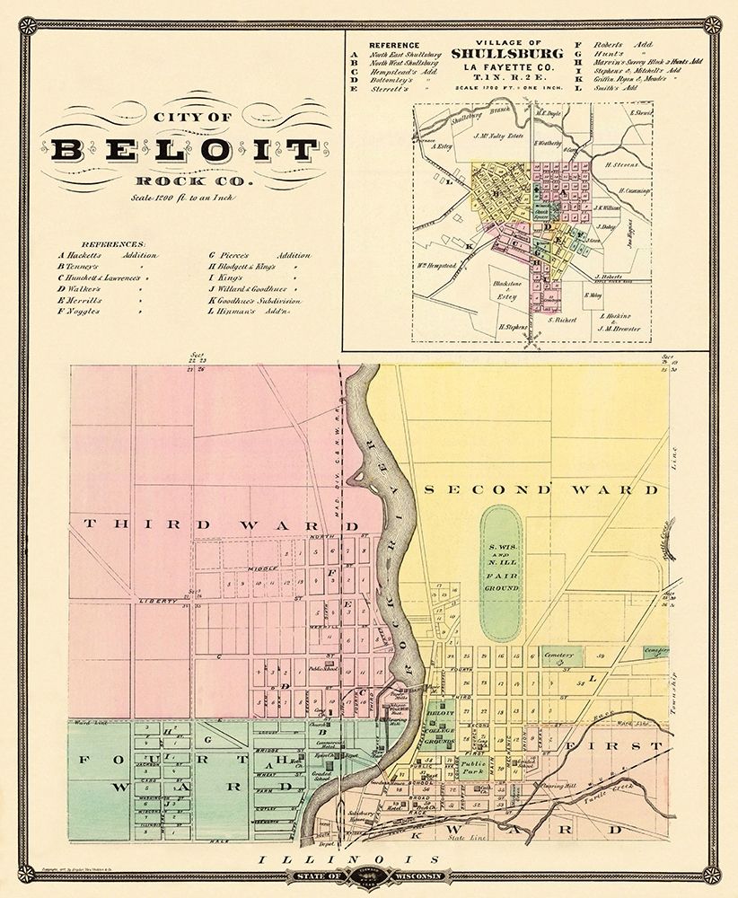 Beloit, Shullsburg Wisconsin Landowner art print by Snyder for $57.95 CAD