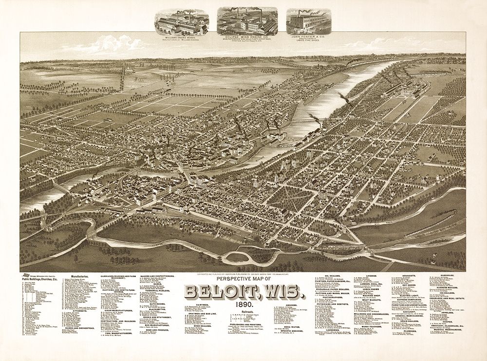 Beloit Wisconsin - American Pub Co 1890 art print by American Pub Co for $57.95 CAD