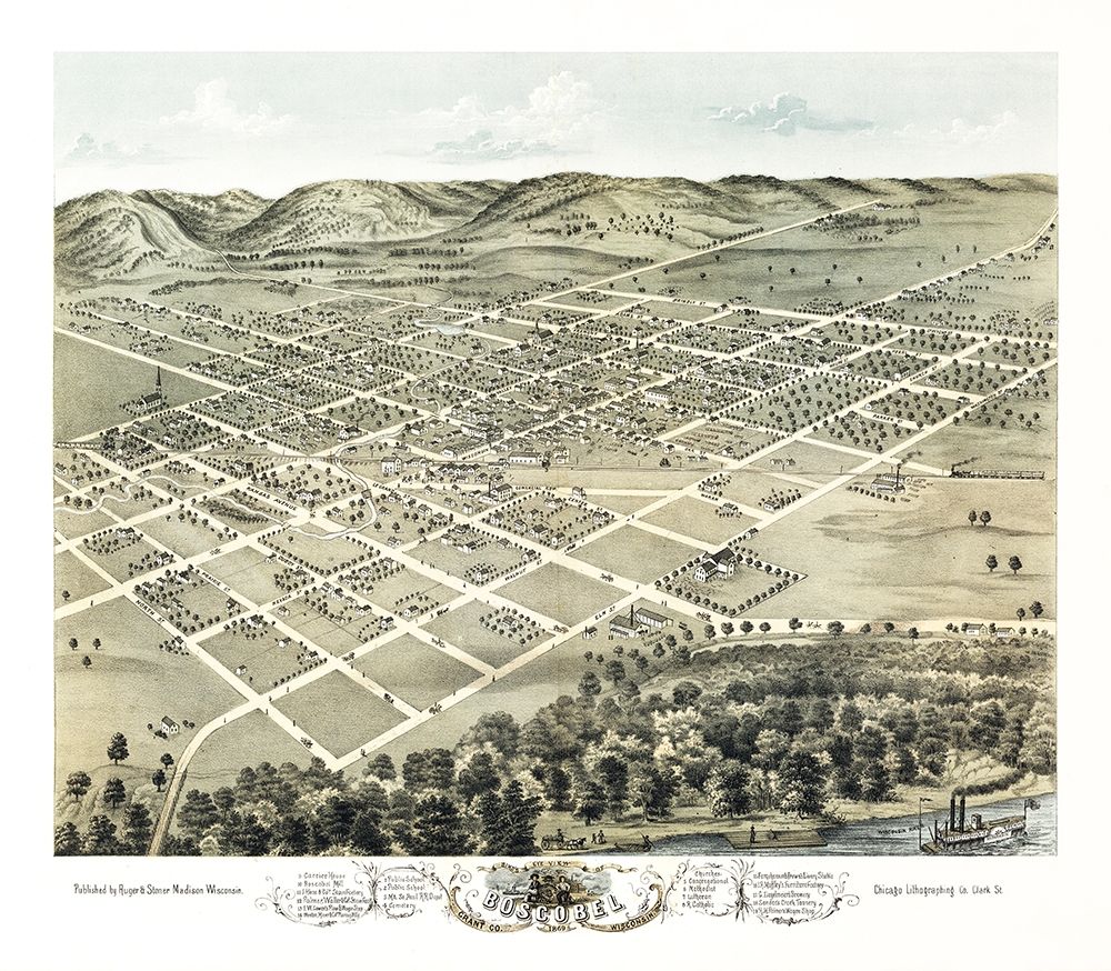 Boscobel Wisconsin - Stoner 1869 art print by Stoner for $57.95 CAD