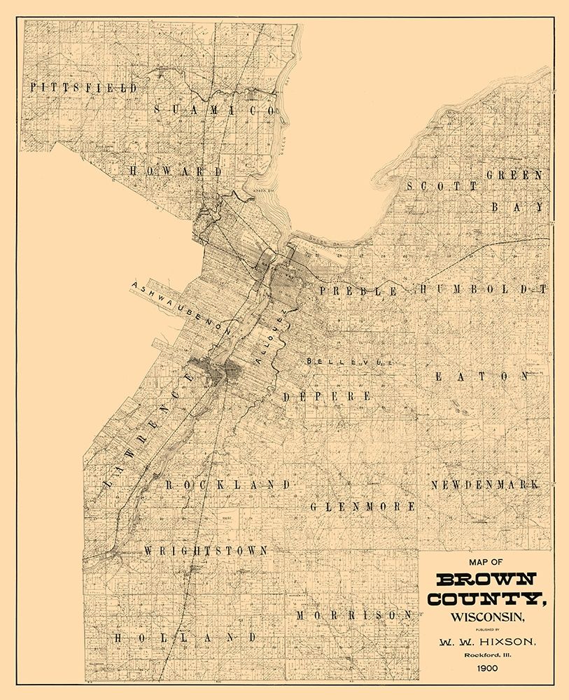 Brown County Wisconsin - Hixon 1900 art print by Hixon for $57.95 CAD
