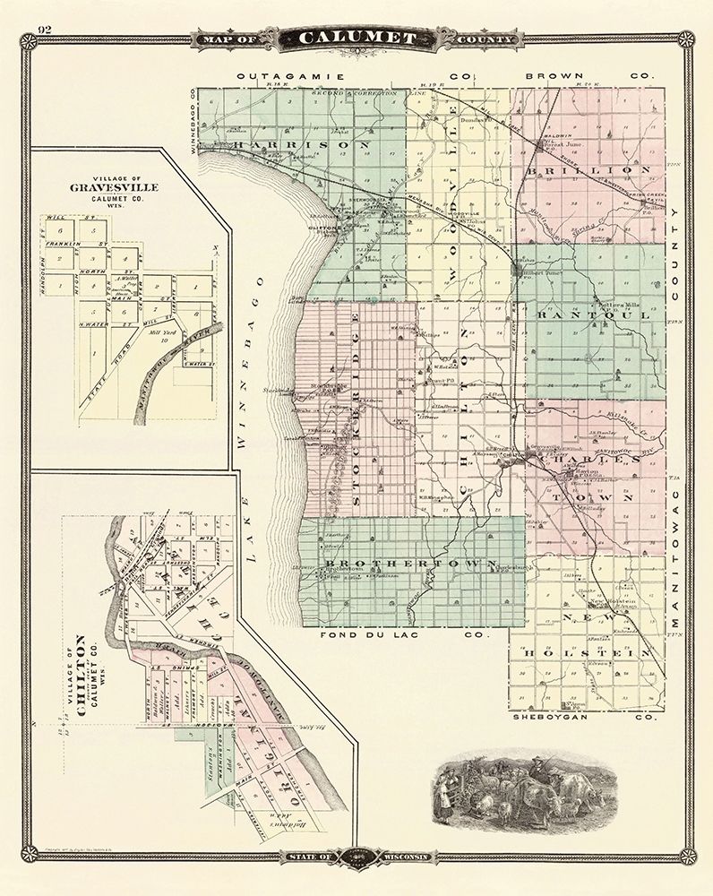 Calumet Wisconsin Landowner - Snyder 1878 art print by Snyder for $57.95 CAD
