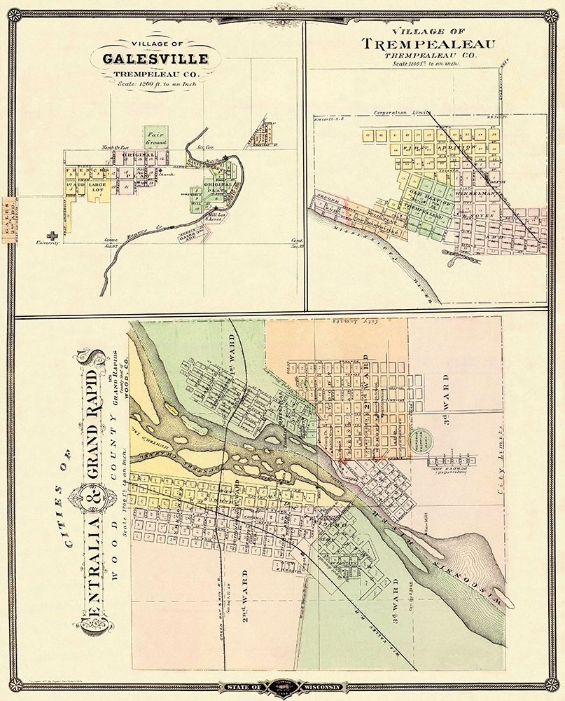 Centralia, Grand Rapids Wisconsin - Snyder 1878 art print by Snyder for $57.95 CAD