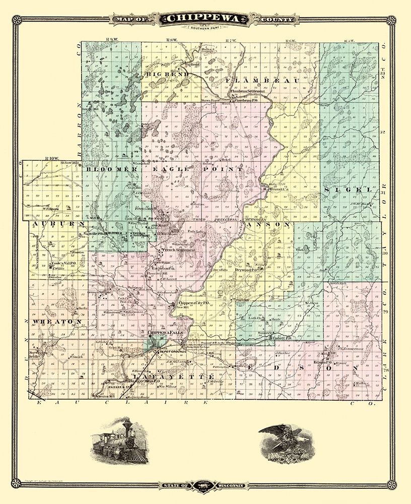 Chippewa  South Wisconsin Landowner - Snyder 1878 art print by Snyder for $57.95 CAD