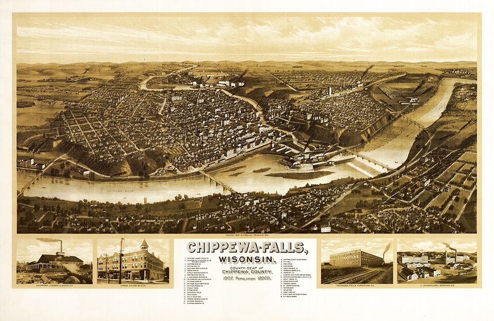 Chippewa Wisconsin - Wellge 1907 art print by Wellge for $57.95 CAD