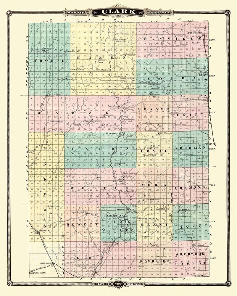Clark Wisconsin Landowner - Snyder 1878 art print by Snyder for $57.95 CAD
