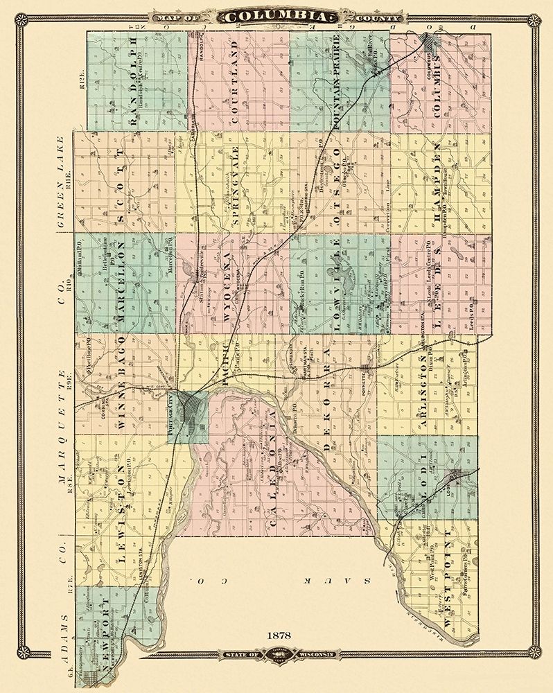 Columbia Wisconsin Landowner - Snyder 1878 art print by Snyder for $57.95 CAD