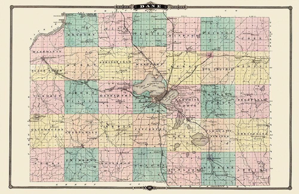 Dane Wisconsin Landowner - Snyder 1878 art print by Snyder for $57.95 CAD