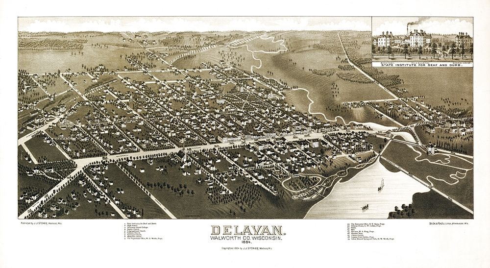 Delavan Wisconsin - Stoner 1884 art print by Stoner for $57.95 CAD