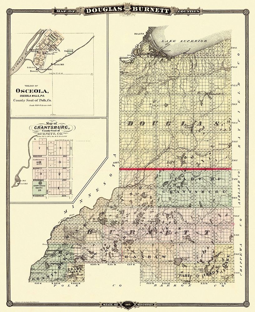 Douglas  Burnett Wisconsin - Snyder 1877 art print by Snyder for $57.95 CAD