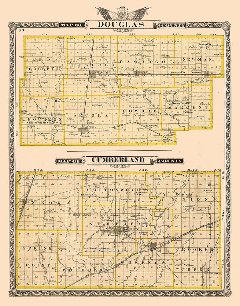 Douglas  Cumberland County  Wisconsin - Beers 1876 art print by Beers for $57.95 CAD