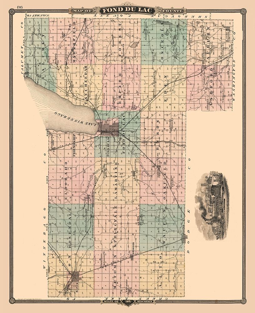 Fond du Lac  Wisconsin - Snyder 1848 art print by Snyder for $57.95 CAD