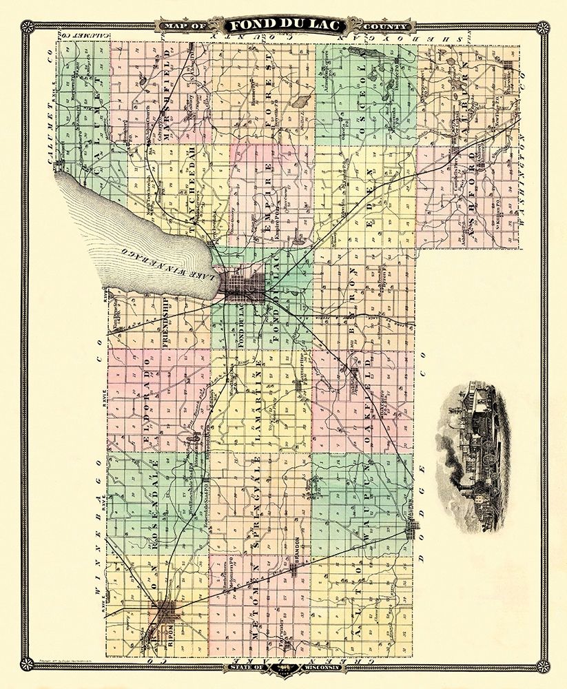 Fond Du Lac Wisconsin Landowner - Snyder 1878 art print by Snyder for $57.95 CAD