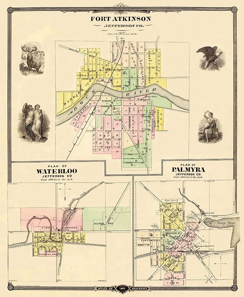 Fort Atkinson Wisconsin Landowner - Snyder 1878 art print by Snyder for $57.95 CAD