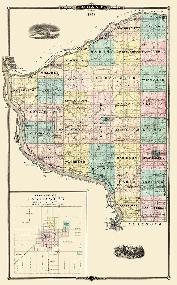 Grant Wisconsin Landowner - Snyder 1878 art print by Snyder for $57.95 CAD