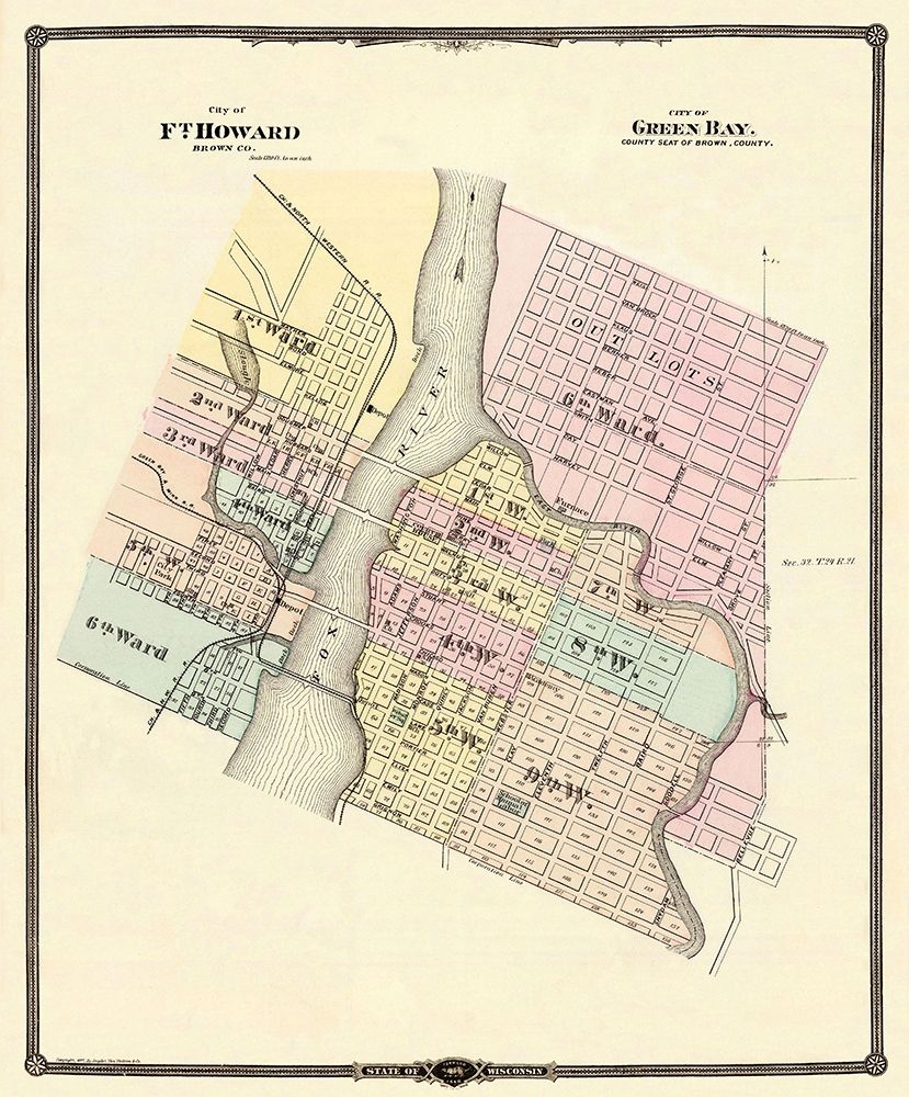 Ft Howard, Green Bay Wisconsin - Snyder 1877 art print by Snyder for $57.95 CAD