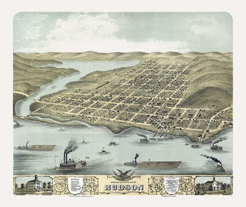 Hudson Wisconsin - Stoner 1870 art print by Stoner for $57.95 CAD