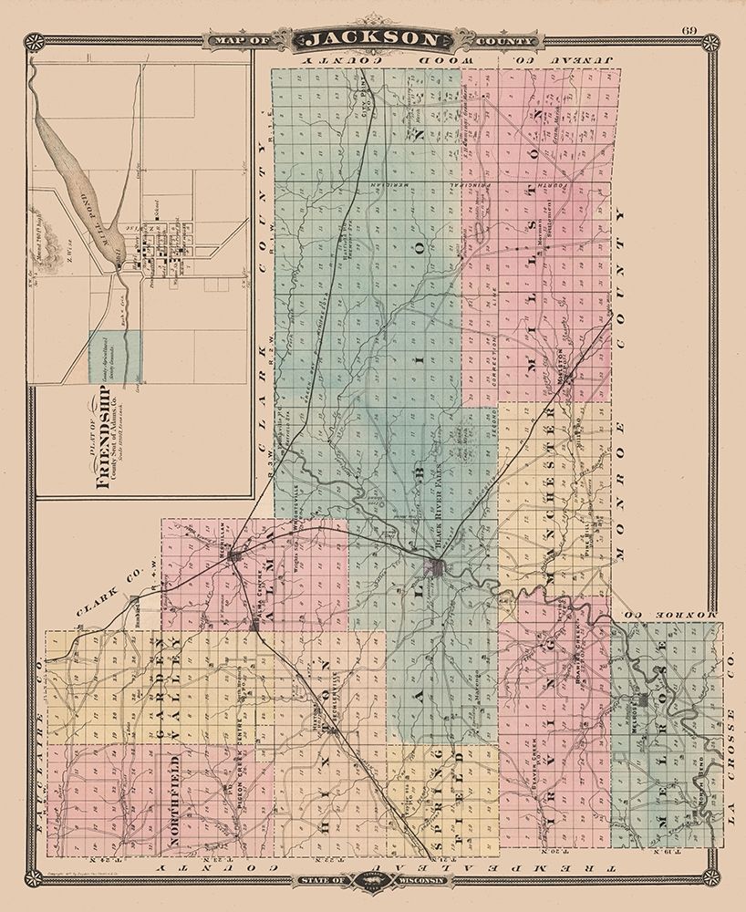 Jackson County  Wisconsin - Snyder 1848 art print by Snyder for $57.95 CAD